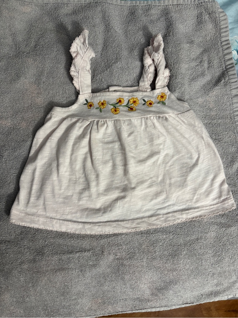 Limited Too White Tank Top with Yellow Sunflower Embroidery